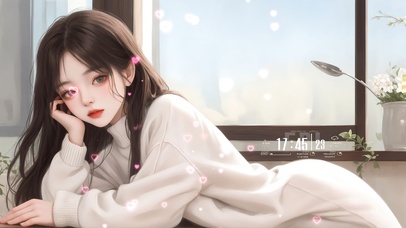 清纯长发毛衣女孩