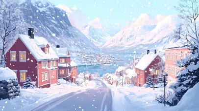 通往小镇中心的湖泊