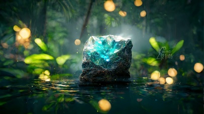 4K唯美治愈绿色丛林陨石