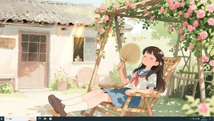 树荫乘凉少女