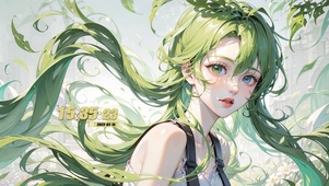 小清新绿色头发少女