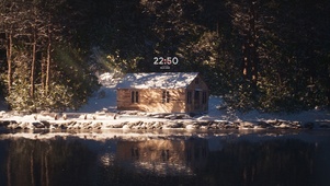 温暖寒冬森林小屋