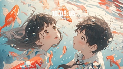 水下的情侣与锦鲤