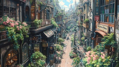 蒸汽时代古镇风景