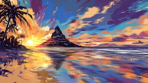 落日热带海滩