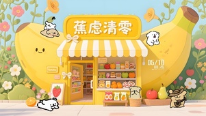 线条小狗香蕉乐园
