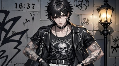 4k哥特风纹身酷拽男
