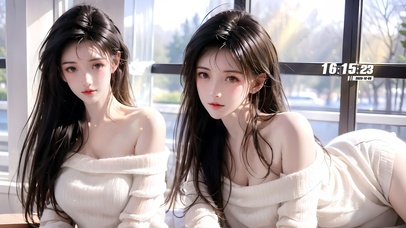 唯美窗边清纯美女