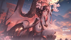 夕阳下女孩
