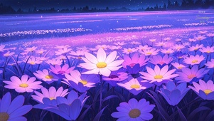 唯美夜晚花海