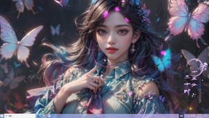 4k蝴蝶飞舞纯欲红唇美少女