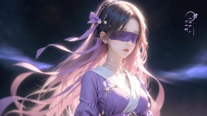 古风紫衫蒙眼少女