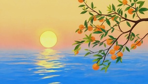 夕阳海畔的橘树