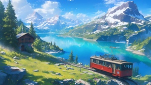 雪山下的电车