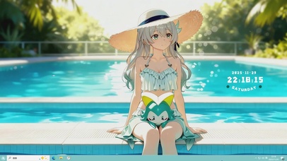 清纯甜美泳池少女