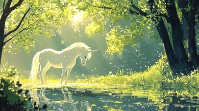 幽静森林里的独角兽