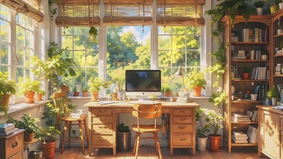 阳光满溢的阅读角落