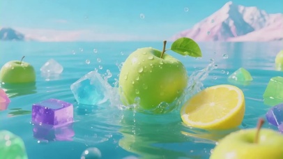 4k夏日清凉水果冰湖