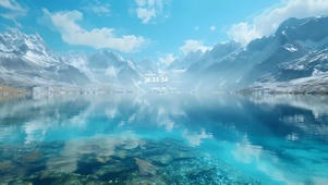 4k雪山蓝色湖泊