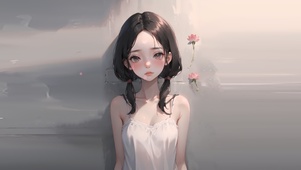 可爱黑发青春少女