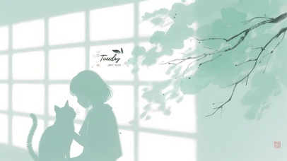  光影治愈插画女孩