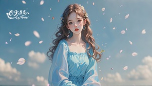 花漾壁纸|蓝裙女生