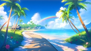 彩虹白云海景