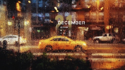 夜晚城市街道 雨滴屏