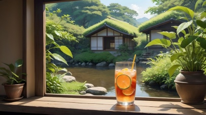 窗边的冰镇饮料