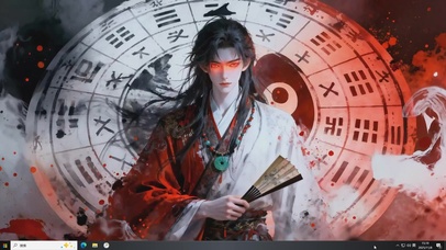 卦象红衣执扇客