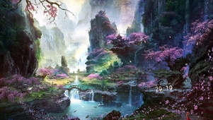唯美古风桃花山水