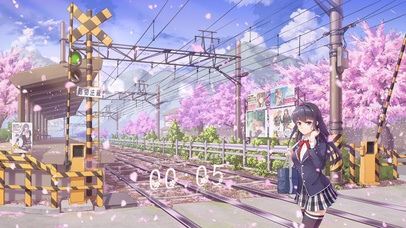 4K唯美治愈樱花铁道美少女
