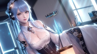 唯美耳机女仆少女