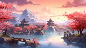 古风山水秋色