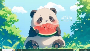 可爱熊猫吃瓜