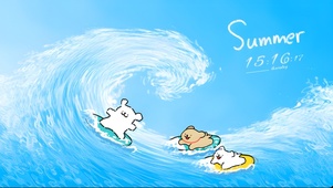 夏日泳池线条狗狗