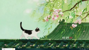 春日檐角的花猫