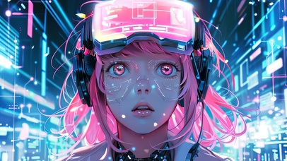 未来派全息电竞少女