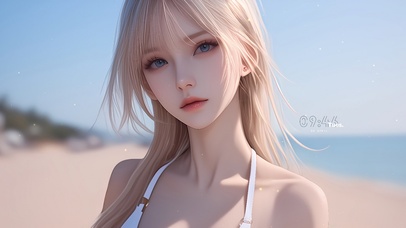 清纯阳光沙滩女孩