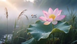 清晨云雾荷花