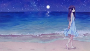海边散步的女孩