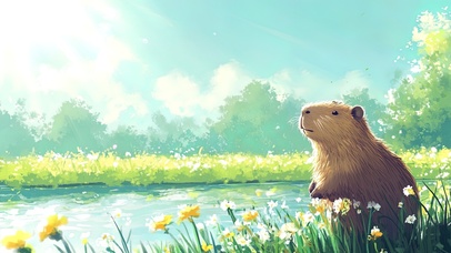 晒太阳的小水豚