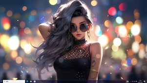 荧光时尚长发眼镜渔网美女