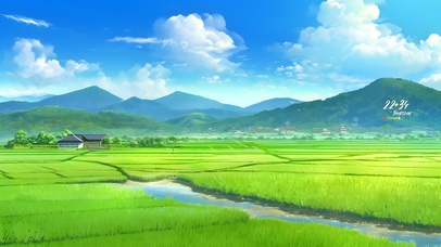 清新治愈护眼稻田