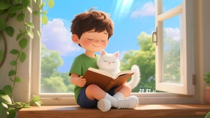 窗台看书