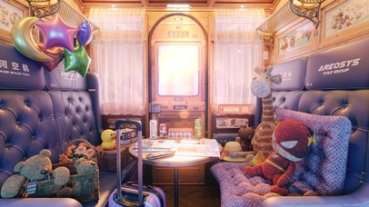 4K唯美治愈动漫车厢