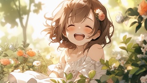 花丛中的美少女