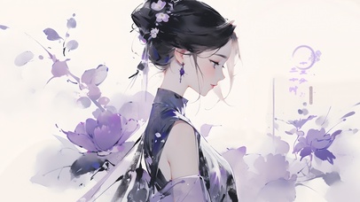 文艺古风水墨女孩