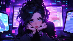 紫发电竞女孩