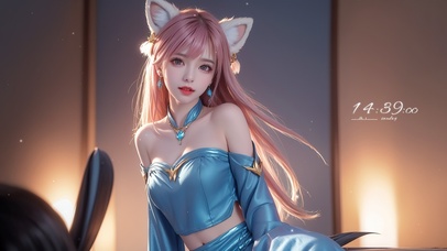 纯欲系粉发狐耳少女